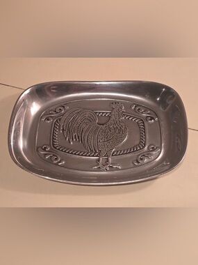 Vintage Wilton Armetale Rooster Bread Tray Platter Chanticleer 9”x6” Pewter